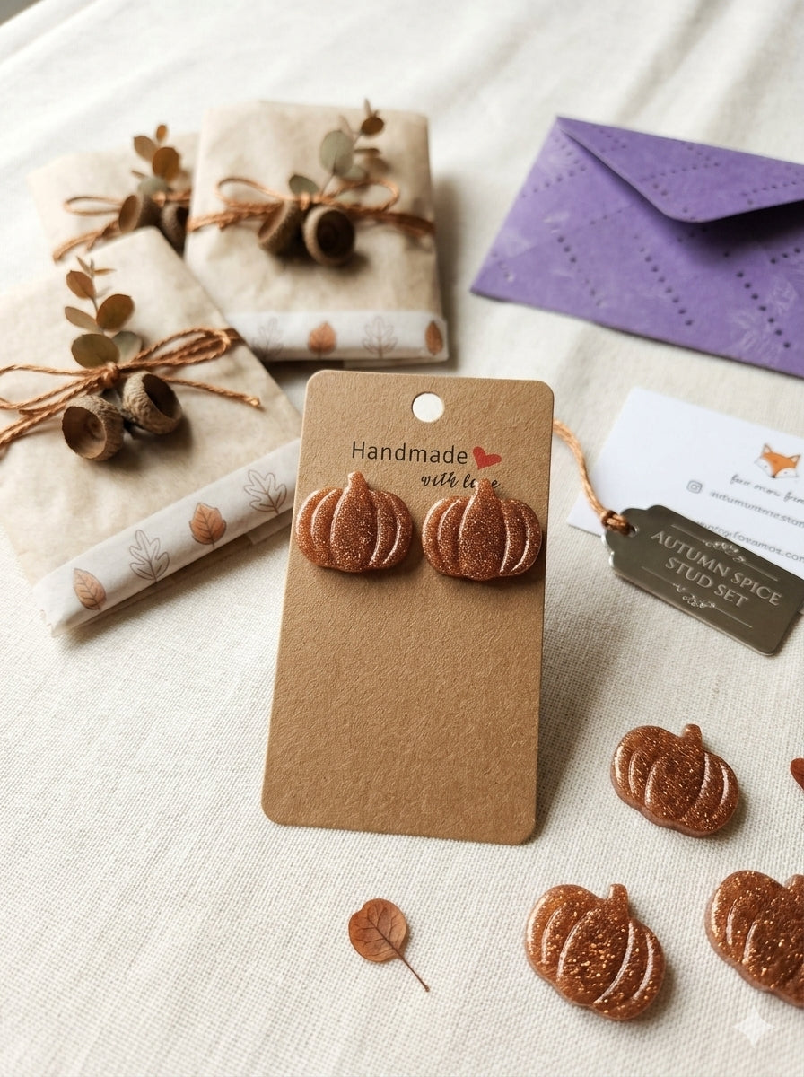 Autumn Spice Pumpkin Stud Earrings
