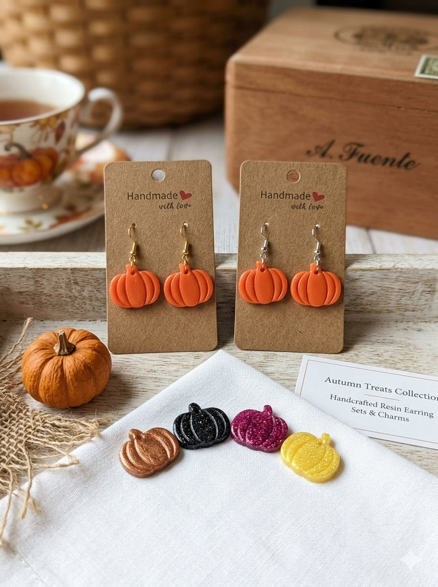Harvest Orange Pumpkin Dangle Earrings