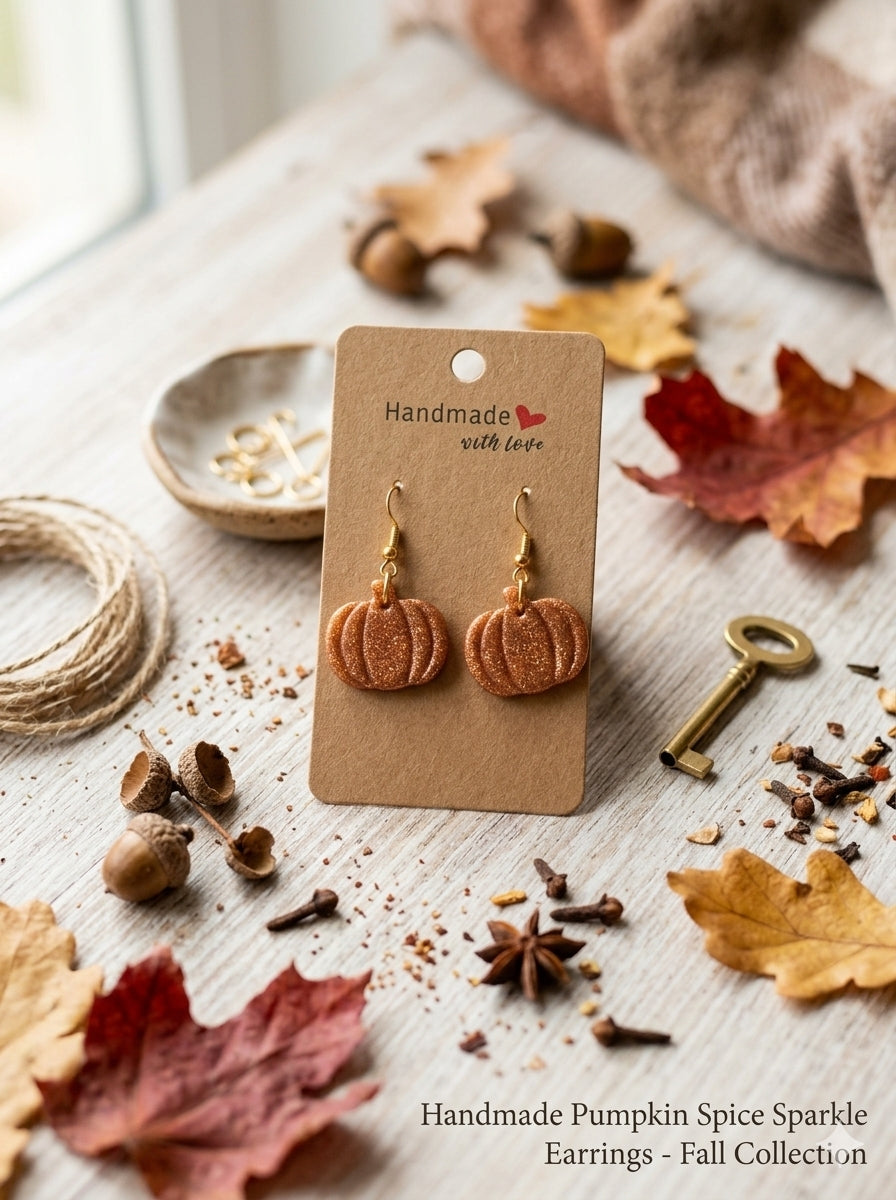 Pumpkin Spice Sparkle Dangle Earrings