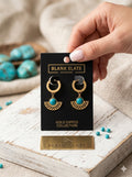 Turquoise Concho Fan Drop Hoop Earrings
