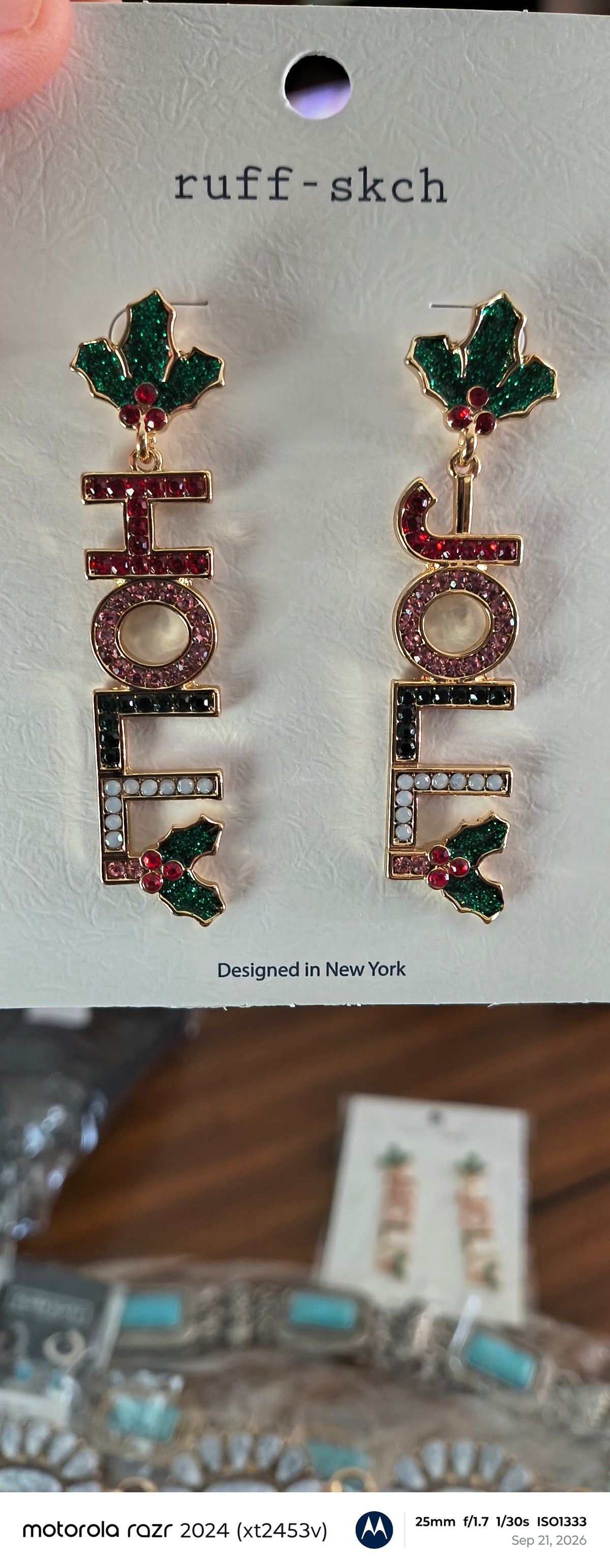 NOEL Holly Christmas Drop Earrings