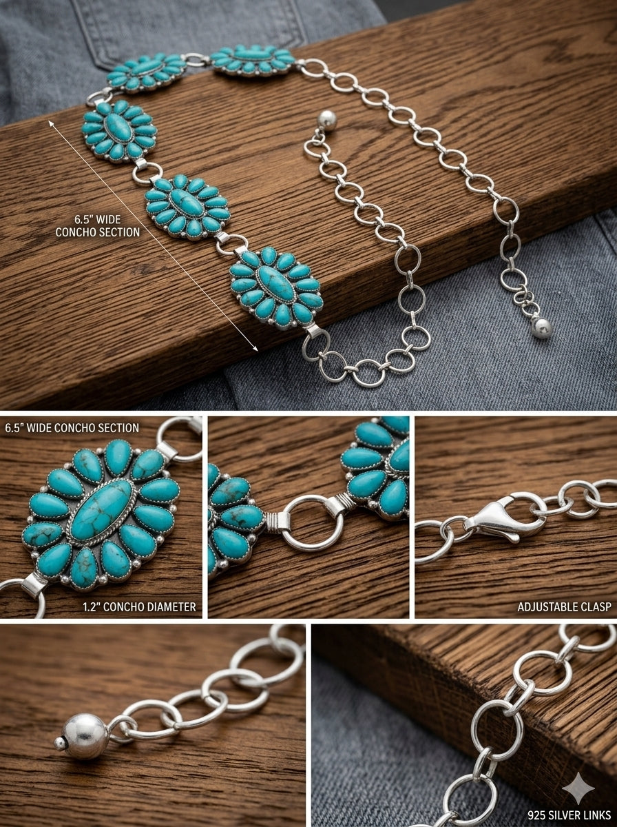 Turquoise Cluster Concho Belt
