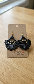 Teal handmade polymer clay fan earrings