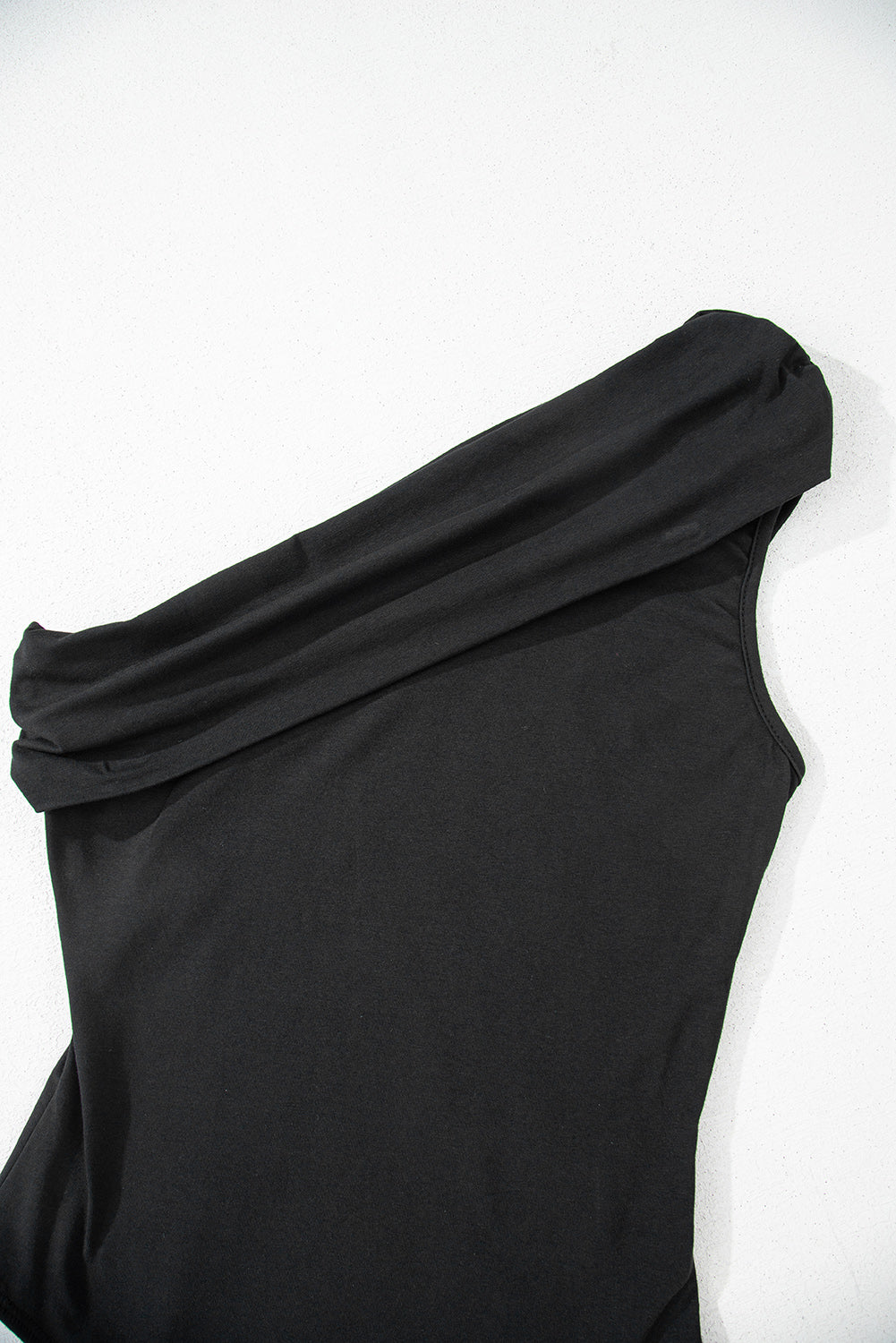 Women's Black Pleated One-Shoulder Bodysuit – Sleek Going Out Style