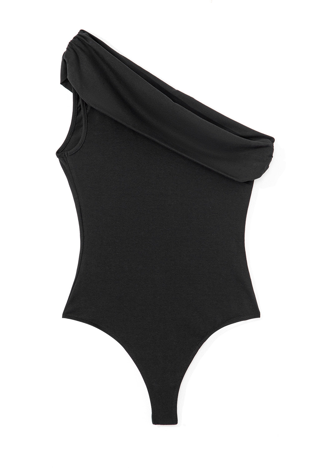 Women's Black Pleated One-Shoulder Bodysuit – Sleek Going Out Style