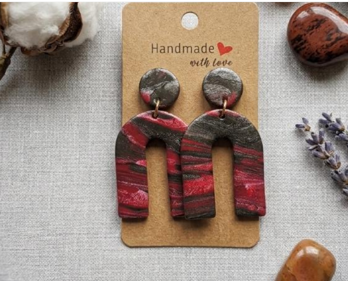 Crimson Arch Handmade Clay Earrings