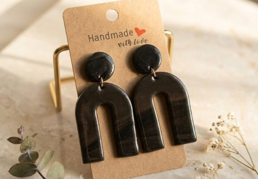 Espresso Arch Handmade Clay Earrings